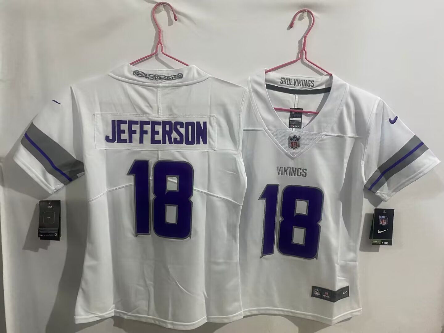 women Minnesota Vikings #18 Jefferson White Retro three generations 2024 Nike Limited NFL Jersey style 1->women nfl jersey->Women Jersey